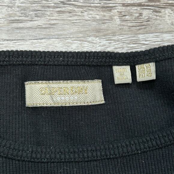 Superdry Ribbed Black Tank Dress Bodycon Racer Stripe Y2K Size 10 - Picture 5 of 8